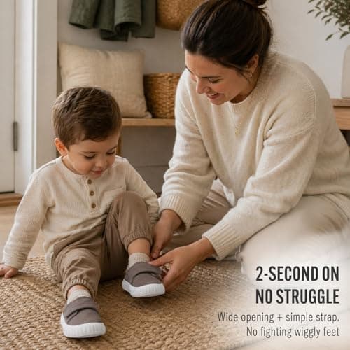 Jack & Lily CanvasKicks Lightweight Breathable Toddler Shoes Warm Taupe — view 2