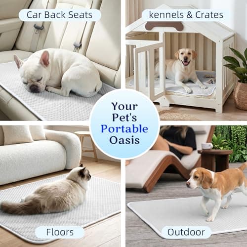 Mora Pets Dog Cooling Mat Instant Self Cooling Pad for Dogs & Cats Breathable Washable Summer Pet Cool Mat Indoor Outdoor, Puppy Cold Blanket for Floor Crate Car Travel Use Medium 36'' x 27'' Grey — view 3