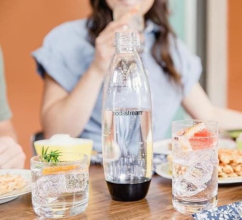sodastream 1L Twin Pack Carbonated Water Bottle, Dishwasher Safe Slim, 2 Black Reusable Plastic Bottles for Sparkling Water, Soda Stream Compatible with TERRA, ART, ENSO, E-Terra & More — view 2