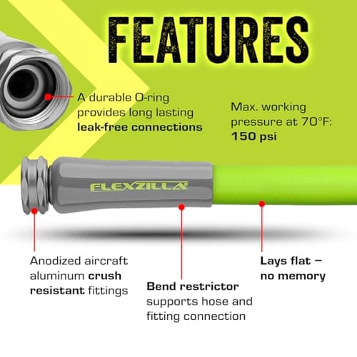 Flexzilla Garden Hose 5/8 in. x 50 ft., Lightweight All-Weather Water Hose, Durable and Flexible, Leak-Free Connections — view 3