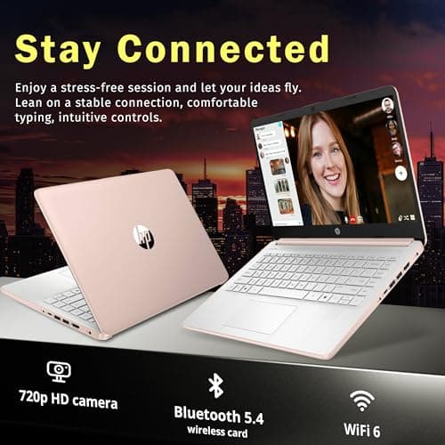 HP Stream 14" HD Laptop, Intel Processor N150, 4GB RAM, 128GB UFS, Intel Graphics, Webcam, Wi-Fi 6, Long Battery Life, Copilot, Windows 11 S, Gold (Renewed) — view 3