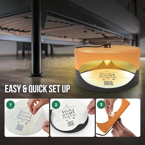 ASPECTEK Sticky Dome™ Flea Trap – 2 Pack | Indoor Insect Trap with 2 Sticky Discs, Odorless (Orange & Dark Gray) — view 4
