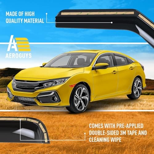 Extra Durable Window Deflectors in-Channel Window Visors Rain Guards Fit for Honda Civic 2016-2021 Sedan, Sun Visors, Wind Vent for Shades, Exterior Car Accessories - 4 pcs. AG0351 — view 5