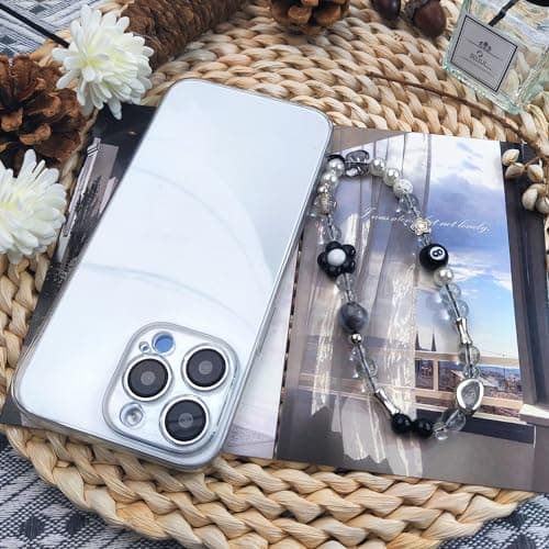 AGEN KGEN Phone Charms Cute Beaded Phone Lanyard Wrist Strap Aesthetic CellPhone Keychain Cute PhoneCharms for Women (4x Black Style) — view 5