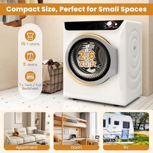 Auertech Portable Washer and Dryer Combo Set, 28 lbs Fully Automatic Washing Machine with Stainless Steel Inner Tub, 2.6 Cu.Ft Portable Dryers, Compact Washer and Dryer for Apartment, RV, Dorm