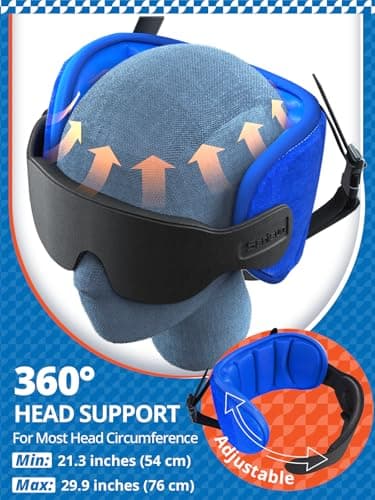 SARISUN Travel Pillow, Neck Pillow with Eye Mask, Airplane Pillow for Long Flight Sleeping Travel, Kids Travel Pillow for Car, Road Trip Car Headrest, Stop Bobblehead, Neck Pain Relief, Black — view 4
