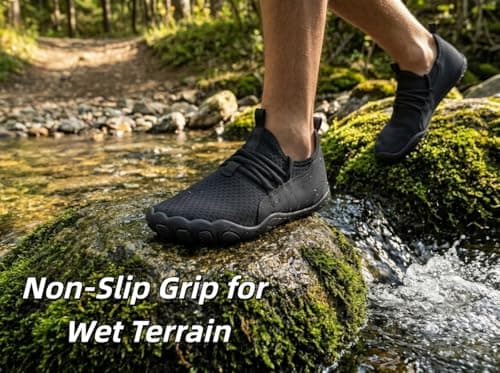 WHITIN Water Shoes Men Women Unisex Aqua Sneakers Adults Barefoot Size 8 Quick-Dry Non-Slip Swim Beach Pool Sports Black M8