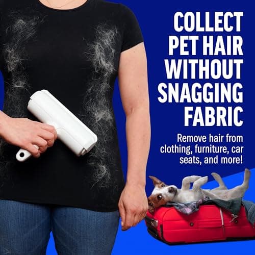 ChomChom Roller Pet Hair Remover – Original Size Reusable Lint Roller for Cat & Dog Hair on Furniture, Couch, Carpet, Car, Rugs & Bedding – Portable, Eco-Friendly (White) — view 4