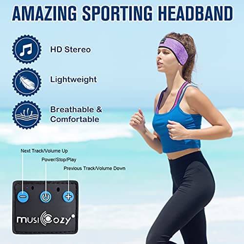 MUSICOZY Sleep Headphones Bluetooth Headband, Wireless Music Sleeping Headphones Sleep Mask Earbuds IPX6 Waterproof for Side Sleepers Workout Running Insomnia Travel Yoga Cool Tech Gadgets Unique Gift