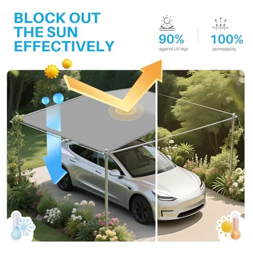 Patio Paradise 8' x 22' Sun Shade Cloth with Grommets Rectangle Shade Sail Straight Edge, Outdoor Patio Shade Canopy Pergola Cover UV Block Fabric for Backyard Deck Garden Activities, Light Grey — view 2
