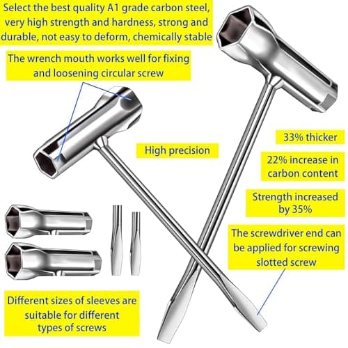 MotBach 4 Pack Chainsaw Scrench Replacement Tools, Screwdriver Chainsaw Wrench Tool Accessories Set, 13 by 19 mm Alloy Steel T Wrench Spanner Combination Tool, Long and Short Size — view 2