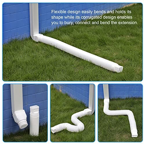 plusgutter 2 Pack Rain Gutter Downspout Extensions Flexible, Drain Downspout Extender,Down Spout Drain Extender, Gutter Connector Rainwater Drainage,Extendable from 21 to 68 Inches(White) — view 3