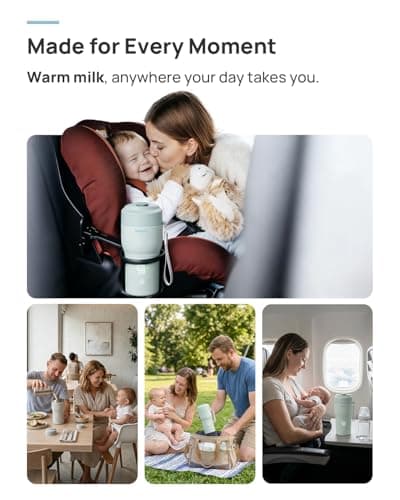 Papablic Pro Portable Bottle Warmer for Travel – 3X Faster Heating, 5 Temp Settings, Baby Milk & Formula Warmer On the Go, Long Battery Life, Mint Green — view 3