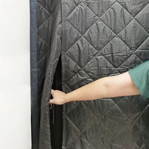 Wohomzy Thermal Door Curtain Fits Doors Size 36"x80"，Curtain Size 39"x82", Magnetic Insulated Side Open Keep Warm in Winter Cool in Summer,Gray — view 4