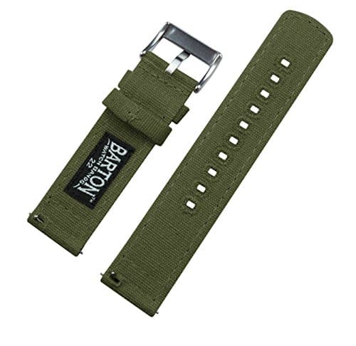 22mm Army Green - BARTON Canvas Quick Release Watch Band Straps - Choose Color & Width - 18mm, 19mm, 20mm, 21mm, 22mm, 23mm, or 24mm — view 2