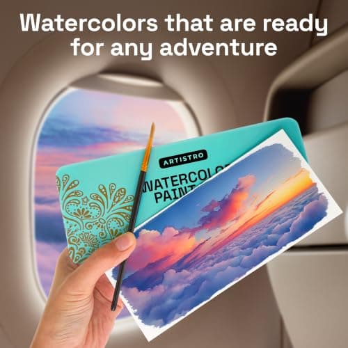 ARTISTRO 50 Watercolors Paint Set – Vivid Colors in a Portable Box – Travel Watercolor Set with Complete Palette — view 4