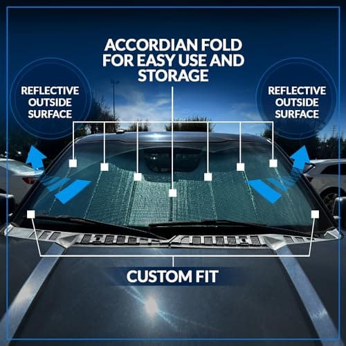 Front Car Windshield Sun Shade Compatible with 2013-2017 Honda Accord Sedan 4Door | Custom Fit Visor Accordion Fold Style Sun Protector | Silver & Grey 1-pc Set | SS-125 — view 4