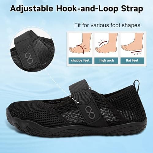JIASUQI Barefoot Water Shoes for Women Quick-Dry Adjustable Beach Swim Pool Shoes Womens Wide Minimalist Walking Shoes Sandal for Indoor Outdoor Black,Size 9 — view 3
