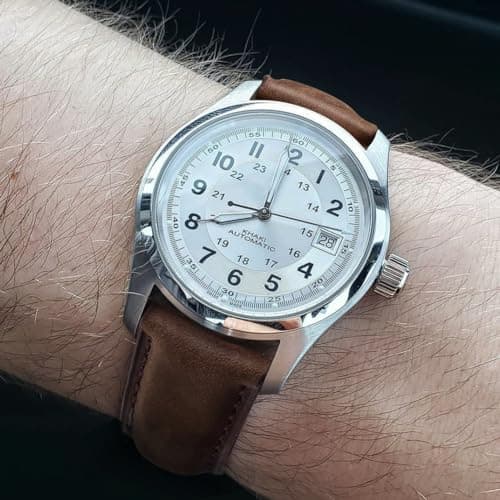 Ritche Genuine 24mm Leather Watch Band Classic Vintage Quick Realease Watch Bands for Men Women Compatible with Timex Expedition Fossil Seiko Saddle Brown Watch Strap — view 2