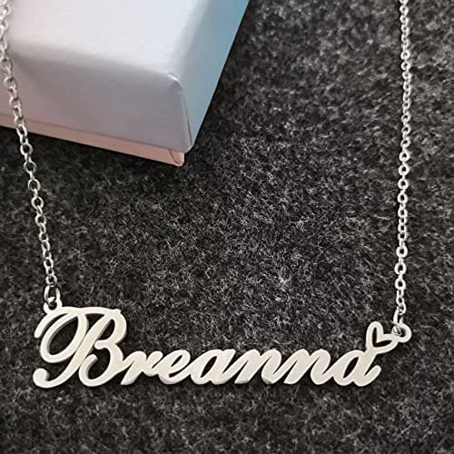 RONKAHSHOW Audrey Custom Pendant Name Necklace Customized Personalized with Heart Necklace Best Gift for Women New Year Birthday Mother’s day Christmas wedding Party S