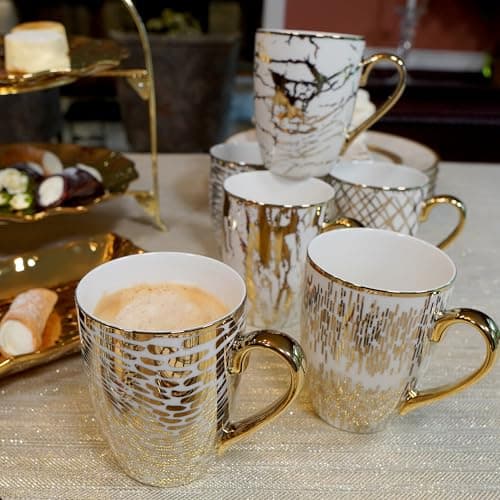 Matrix Gold Porcelain Coffee & Tea Mug Set – Premium Fine Porcelain with Elegant Gold-Plated Finish, Luxury Drinkware for Everyday Dining, Entertaining & Special Occasions — view 3