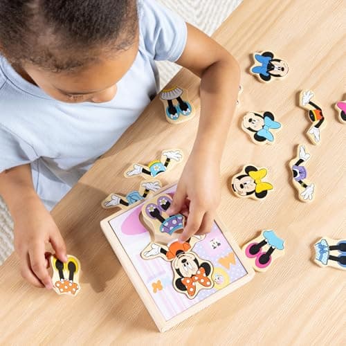 Melissa & Doug Disney Minnie Mouse Dress-Up Puzzle, 18 Pieces Mix and Match Outfits, Sorting & Matching Toy with Storage Case, Educational Puzzle for Toddlers Ages 3+