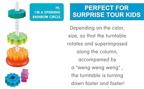 FineSource Plastic Rainbow Stacker Toddler Spinning Toy Early Intervention Toys Stacking Rings Toy Learning Toys for 12 MonthsBaby Boys Girls (12) — view 3