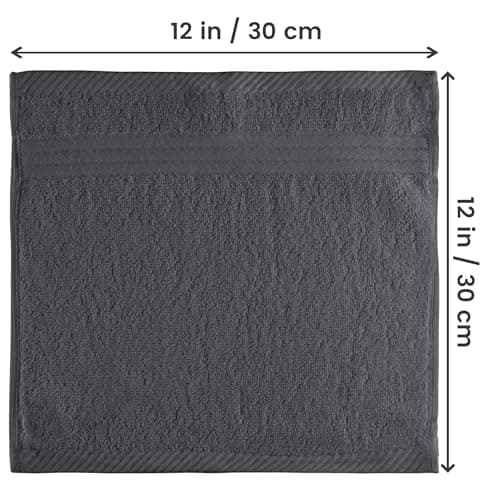 Utopia Towels 12 Pack Premium Wash Cloths Set, 12 by 12 Inches, 100% Cotton Ring Spun, Highly Absorbent and Soft Feel Washcloths for Bathroom, Spa, Gym, and Face, Grey