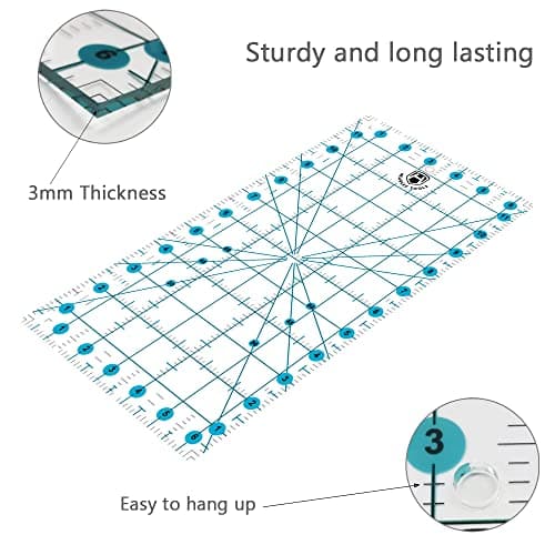 Headley Tools Rotary Cutter Set - 45mm Fabric Cutter, 5 Extra Rotary Blades, A3 Cutting Mat, Quilting Ruler and Sewing Clips, Craft Knife Set, Ideal for Crafting, Sewing, Patchworking,Turquoise — view 5
