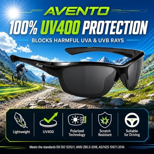 Flux Avento Polarized Sports Sunglasses for Men and Women UV400 Protection Active Lifestyles | Black — view 4