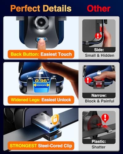 VANMASS [85+LBS Strongest Suction & Military-Grade] 2026 Ultimate Car Phone Holder [Patent & Safety Certs] Cell Mount Truck Stand Cradle for Dashboard Windshield Vent for iPhone 17 Pro Max 16 15 14 — view 5