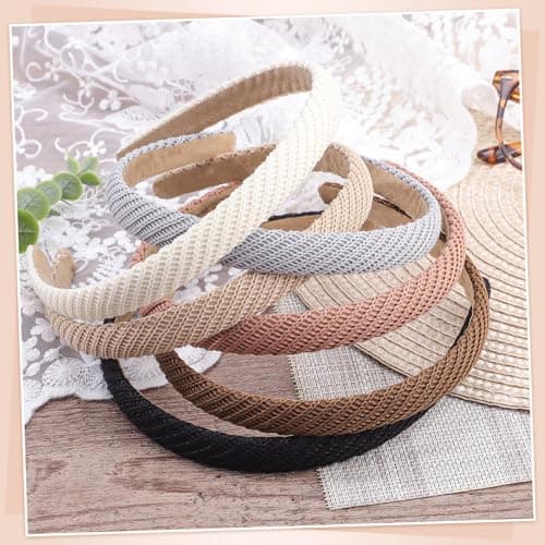 obeoby 6 Pack Trendy Headbands for Thicker Hair, Non Slip 0.6 inch Thin Knitted Hairbands Assorted Colors for Girls Summer Dress Outfit(Brown Series) — view 4