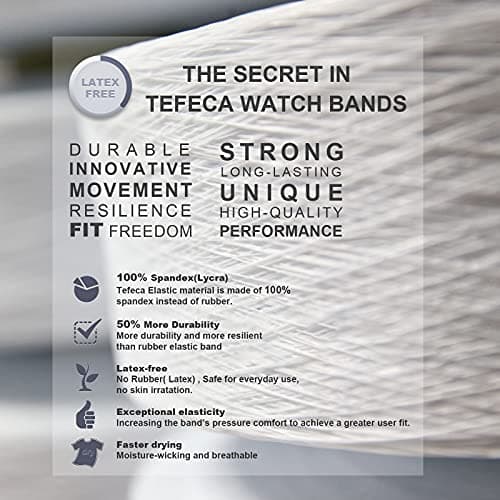Tefeca Unity Series Elastic Compatible/Replacement Band for Apple Watch/Apple Watch Ultra (Black, Ultra Wide M fits 6.5-7.0 inch wrist, 49mm/45mm/44mm/42mm) — view 4