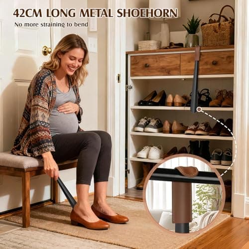 ZOMAKE Shoe Horn Long Handle,Metal Long Shoehorn for Seniors Men Women,16.5" Boot Shoes Horn Chausse Pied(A Black) — view 4