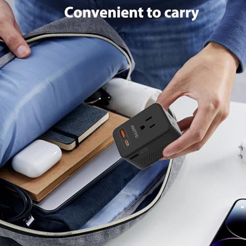 ANTPO 220V to 110V Voltage Converter US to Europe with 2 USB Port 2 USB C PD 20W,2 AC Outlets Travel Converter for European Travel Power Adapter Combo for Germany France Italy Spain (Black) — view 3