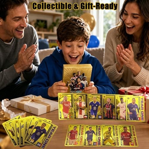 Soccer Trading Cards 2026, 55 Non-Duplicate Football Cards, USA Canada Mexico Themed Collectible Card Set, Fixed Card Contents Gift for Soccer Fans Kids Teens and Adults Gold, Not Original — view 2