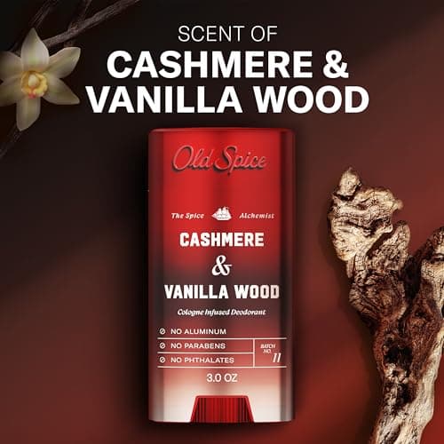 Old Spice Aluminum Free Deodorant for Men, The Spice Alchemist Collection, 24/7 Cologne Infused Scent, No Trade Off Formula, Free of Parabens & Phthalates, Cashmere + Vanilla Wood Scent, 3.0 oz — view 3