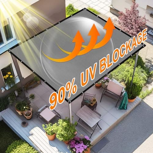 Artpuch 90% Sun Shade Cloth, 10 x 10 FT Pergola Shade Cover Canopy with Grommets, Sun Screen Fabric Tarp for Patio, Outdoor, Garden, Backyard, Light Grey — view 2