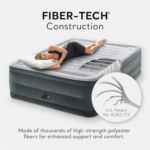 Intex 64417ED 22in Queen Dura-Beam Comfort Plush High-Rise Inflatable Air Mattress with Built in Pump for Travel and Camping, 600lb Weight Capacity — view 4