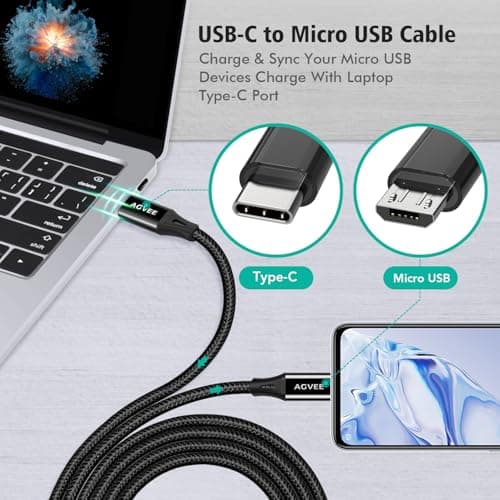 AGVEE 3ft USB-C to Micro USB Cable