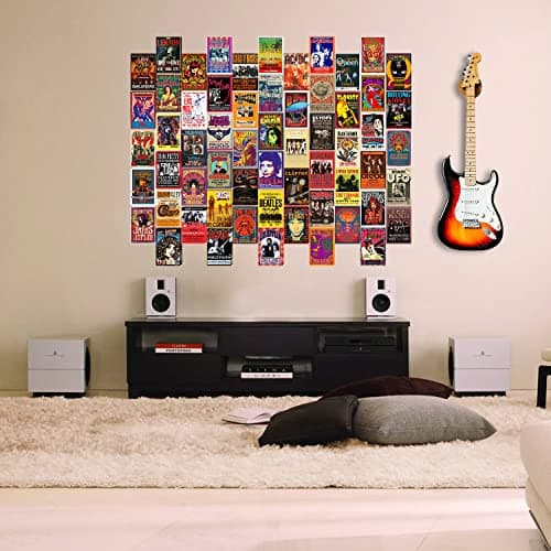 WOONKIT 60 PC Vintage Rock Band Posters for Room Aesthetic, 70s 80s 90s Retro Music Room, Bedroom Decor Wall Art, Concert Poster Wall Collage, Old Music Album Cover Prints (A 60 SET, 4X6 INCH) — view 8