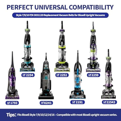 LEMGYOUFT 5-Pack for Bissell Style 7/9/10 P/N 3031120 Vacuum Belts Fits PowerForce Helix CleanView Swivel Rewind Pet Powerlifter Pet Hair Eraser Vacuum Cleaner 2031093 32074 3031123