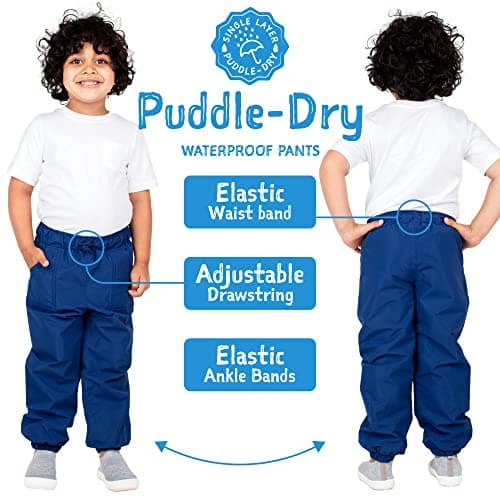 Jan & Jul Waterproof Rain Pants for Toddlers and Kids, Black Splash Pants (Single-Layer: Black, Size 6Y) — view 3