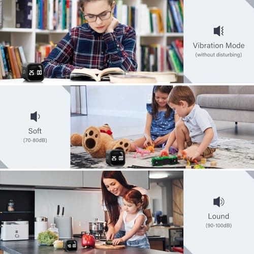 Rotating Pomodoro Timer 5, 25, 10 50 Minutes Preset, Desk Productivity Flip Timer, ADHD Tool Cube Countdown Stopwatch, Vibration/High/Low Volume/Custom Modes, for Work, Study, Back to School, Kitchen — view 5