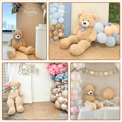MaoGoLan Giant Teddy Bear 4 Feet,Adorable and Cuddly Big Bear Stuffed Animal 47", Classic Teddy Bear Plush Gift Decoration for Baby Shower,Party,Birthday,Valentines Day,Tan — view 5