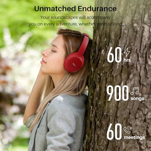TOZO HT2 Hybrid Active Noise Cancelling Headphones, Wireless Over Ear Bluetooth Headset, 60H Playtime, Hi-Res Audio Custom EQ via App Deep Bass Comfort Fit Ear Cups, for Home Office Travel — view 4