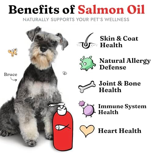 Salmon Oil for Dogs 237 mL - Healthy Skin & Coat, Fish Oil, Omega 3 EPA DHA, Liquid Food Supplement for Pets, All Natural, Supports Joint & Bone Health, Natural Allergy & Inflammation Defense