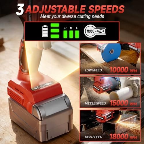 Cordless Cut Off Tool for Mil-Waukee 18V Battery, 4" Cut Off Tool 18,000 RPM Brushless Motor with 3 Variable Speed, 7 Blades, Dust Cover, Mini Circular Saw for Cutting Wood, Metal, Plastic(Tool Only) — view 5