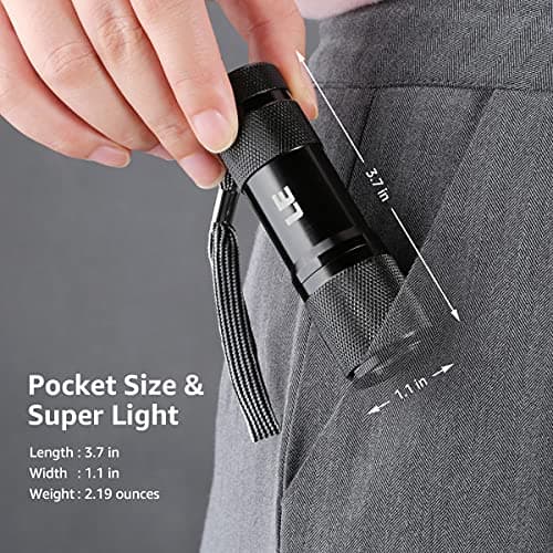 LE UV Flashlight, Handheld Black Light Flashlight, 395nm Ultraviolet Flashlight, Pet Urine Stain Detector, 3 AAA Batteries Included, Find Stains on Clothes, Carpet or Rugs — view 4