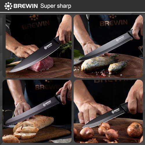 Brewin Knife Set, Kitchen Knife Set, Knives Set for Kitchen, Universal Knife Block, Utility Knife Block Set, New Home Essentials, Apartment Essentials, Dishwasher Safe — view 5